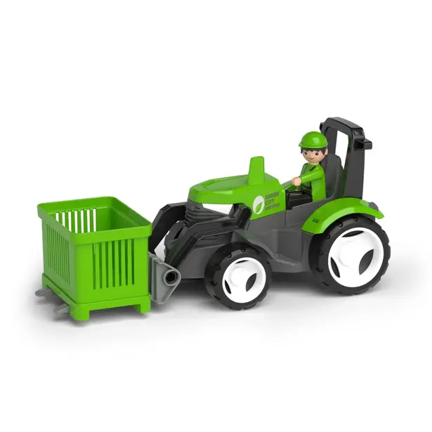 Efko Igráček ECO MultiGO Zelený traktor s vidlemi, paleta, koš, Igráček