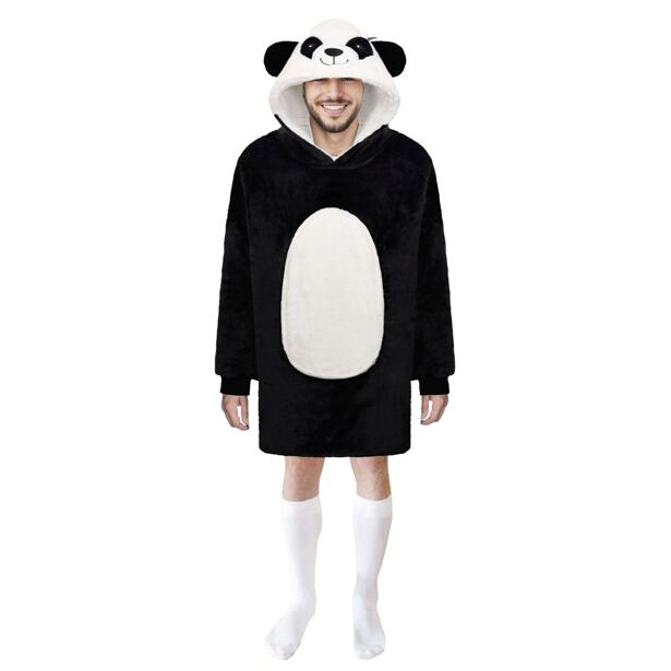 Cozy Noxxiez CH367 Panda - hřejivá televizní mikinová deka s kapucí pro teenagery a dospělé