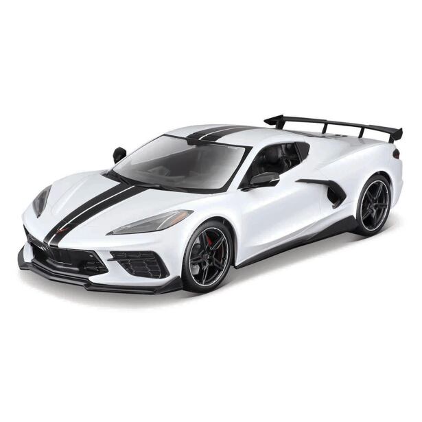 Maisto 2020 Chevrolet Corvette Stingray Coupe (High Wing), bílá, 1:18