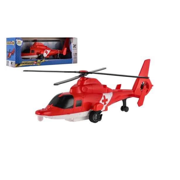 Teddies Vrtulník/Helikoptéra záchranné služby plast 22 cm na zpětné natažení