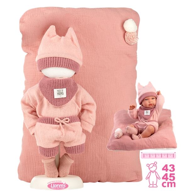 Llorens M738-18 Obleček pro panenku miminko NEW BORN velikosti 40-42 cm s doplňky