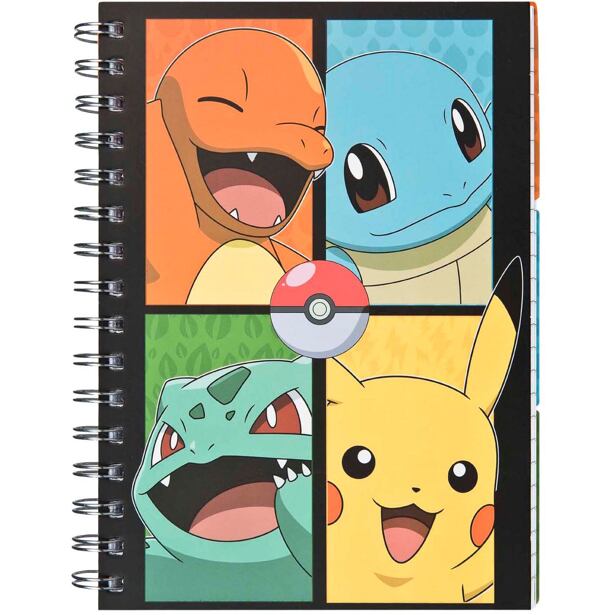 Spirálový zápisník se 3 záložkami Pokemon