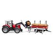 Bruder Traktor MASSEY FERGUSON + přepravník na dřevo