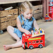 New Classic Toys Červený městský autobus + 9 figurek cestujících