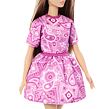 Mattel Barbie Fashionistas Modelka v šatech s růžovým paisley vzorem