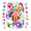 Puzzler DŘEVĚNÉ BAREVNÉ PUZZLE - Vesmírný dobrodruh