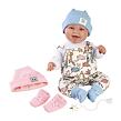 Llorens 84481 NEW BORN 2 v 1 - realistická panenka miminko se zvuky a měkkým látkovým tělem - 44 cm