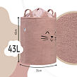 Sipo Koš na hračky Premium Bouclé se šňůrkou / 43 l, Cat (Pink)