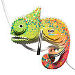 EUGY Chameleon 3D kartonová skládačka