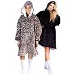 Cozy Noxxiez CH371 Leopard potisk - hřejivá televizní mikinová deka s kapucí pro teenagery a dospělé