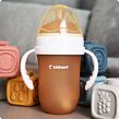Kidnort Kojenecká lahev pro kojené děti Eple 250ml 6m+ béžová
