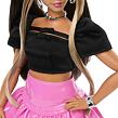 Mattel Barbie DeLuxe Style Modelka v černém topu a růžové sukni