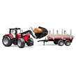 Bruder Traktor MASSEY FERGUSON + přepravník na dřevo