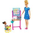 Mattel Barbie Povolání herní set s panenkou Učitelka blondýna v modrých šatech