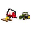 Bruder Traktor JOHN DEERE + vůz na dřevo