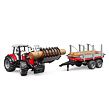 Bruder Traktor MASSEY FERGUSON + přepravník na dřevo